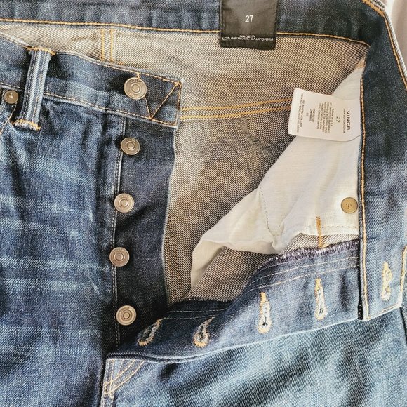 Vince Denim Womens High Rise Crop Jean Size 27 Button Fly Raw Hem - Picture 2 of 7